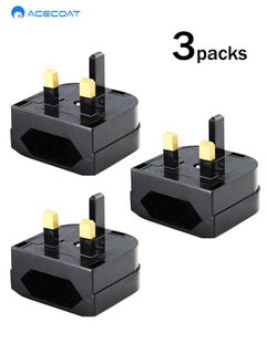 Buy 3 Packs EU to UK Travel Plug Adapter-2 Pin European to 3 Pin Socket Converter for Business Trip Hotel Home-Type C G for Hong Kong/Singapore/Malaysia/India/Pakistan/Vietnam/Kenya/Maldives/Qatar, Black in Saudi Arabia