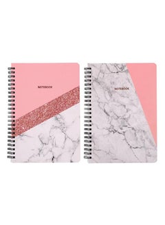 Buy 2 Piece A5 Size Spiral Notebook 160 Sheets Pink in UAE