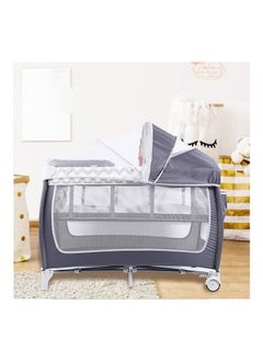 Buy Baby Crib Portable Playard Foldable Luxury Nursery Baby Center Multi Functional Movable Bed with Removable Diaper Table Lovely Toys Bed Net Portable Travel Crib with Wheels in UAE