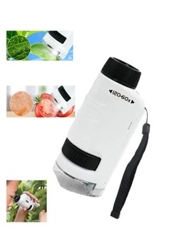 اشتري Miniscope Kids, Pocket Microscope for Kids, Handheld Microscope, Portable Microscope, Led Lighted Pocket Microscope, for Children’s Learning, Scientific Experiment and Exploring The World (White) في السعودية