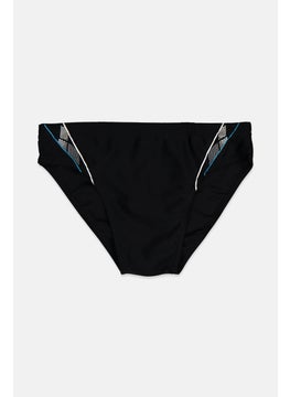 اشتري Men Drawstring Graphic Print Swim Briefs, Black Combo في السعودية