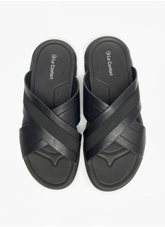 Buy Textured Slip-On Cross Strap Sandals in Saudi Arabia