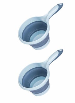 اشتري 2Pcs Plastic Water Ladle Foldable Kitchen Water Scoop Bathroom Hair Washing Water Scoop Cup with Hanging for Kitchen Tool Accessories في الامارات