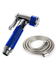 اشتري Stainless Steel Handheld Bidet Spray Shower Shattaf Hose Muslim Shower Kit For Toilet Bathroom 1.2 Meter Pipe Blue/Silver في الامارات