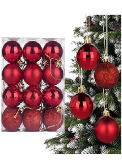 اشتري Yisscen Set of 24 Christmas Baubles Diameter 4 cm Red Christmas Tree Baubles Plastic Christmas Tree Decoration Christmas Tree Baubles Reusable Party Decoration Baubles – 4 Styles في مصر