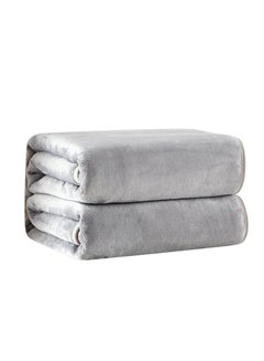 Buy Flannel Fleece Bed Blanket combination Grey in Saudi Arabia
