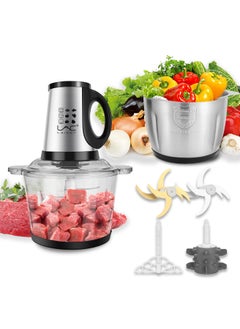 اشتري 3.8L Large Food Processors,Meat Grinder Veggie Chopper with with 2 pieces 16Cup Bowls 350W Electric Food Processors,3 Speed,2 pieces 4 Bi-Level Bladesand Spatula for Baby Food,Meat,Vegetables,Fruits في الامارات