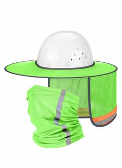 Buy High Visibility Hard Hat Sun Shade with Reflective Strip - Full Brim Neck Shade for Men & Women (Hard Hat Not Included) - Green Color in Saudi Arabia