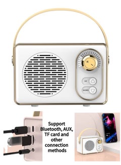 اشتري مكبر صوت بلوتوث لاسلكي صغير محمول يدعم Bluetooth 5.0 AUX TF Card U Disk وطرق اتصال أخرى أبيض / ذهبي في السعودية
