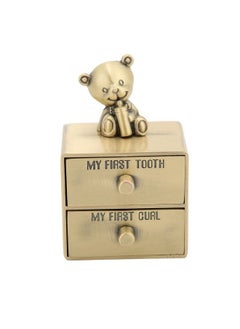 Buy Baby Tooth Boxeuropean Metal Cute Bear Shape Storage Case With 2 Drawers Kids Keepsake Organizer For Lanugo Baby Growth Memorial Gift (Patina) in UAE