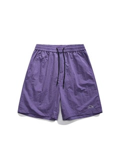 Buy Mens Summer Retro Casual Ice Silk Shorts Purple in UAE