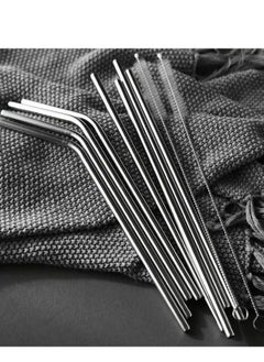 Buy Reusable stainless steel straws 4 pieces with cleaning brush in Egypt