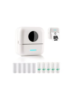 Buy Mini Sticker Printer, Portable Printer with Sticker, Bluetooth Smart Pocket Inkless Printer, Wireless Printer, with 10 Rolls Thermal Paper and Sticker, Receipt Printer for Photo Journal Notes Memo in UAE