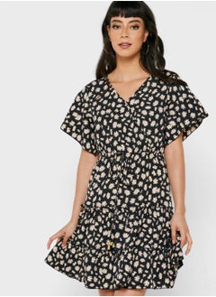 Buy V Neck Printed Dress in Saudi Arabia