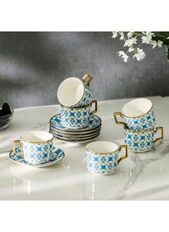 اشتري Majestic Dice 12-Piece New Bone China Tea Cup Set 200ml -Serve 6 في الامارات