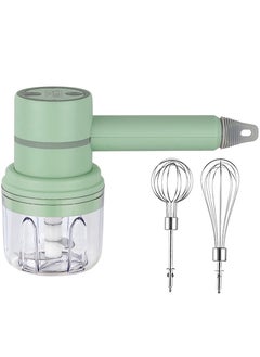 Buy Electric Garlic Chopper Egg Beater Cordless Handheld Food Processor with 250ML Glass Container 3 Speed Adjustable Green in UAE