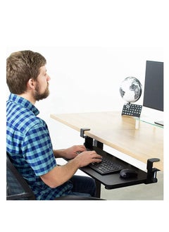 Buy Large Keyboard Tray Under Desk Pull Out with Extra Sturdy Clamp Mount System 75x 25cm Out Platform Computer Drawer for Typing Black in UAE