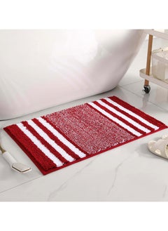 اشتري Bathroom Rugs Bath Mat 50x80cm Non Slip Fluffy Soft Plush Microfiber Shower Carpet Rug Machine Washable Quick Dry Ultra Bath Mats for Tub Bathroom and Shower Red. في الامارات