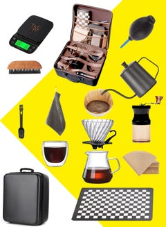 اشتري V60 مجموعة صانعة القهوة بالتنقيط، ماكينة صنع القهوة 13 قطعة مع حقيبة حمل محمولة، مجموعة القهوة الرئيسية في الامارات