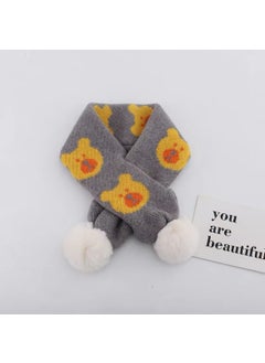 Buy Winter Kids Knit Scarf Cartoon Plush BearGray Gray in UAE