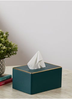 Buy Green Leather Look Tissue Box in Saudi Arabia