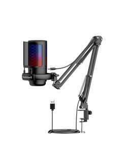 Buy Gaming PC USB Microphone,Podcast Condenser Mic with Boom Arm,Pop Filter,Mute Button for Streaming,Online Chat, RGB Computer Mic for PS4/5 PC Gamer Youtuber in Saudi Arabia