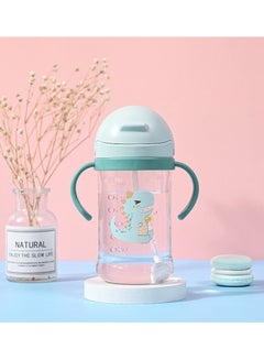 Buy Baby Sippy Cup with Weighted Straw with Handle 350ml Light Blue in Saudi Arabia