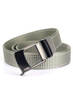 Buy New Mens Casual Simple Nylon Braided Belt New Design Automatic Buckle Toothless Adjustable Cuttable BeltLight gray white line Light gray white line in Saudi Arabia