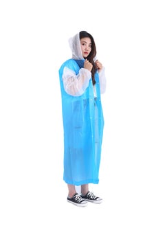 اشتري Raincoat Rain Poncho for Adults, 1 Pack EVA Rain Poncho for Women and Men Reusable Raincoat Jacket Packable for Family FishingTravelEmergency with Hood and Elastic Sleeving في الامارات