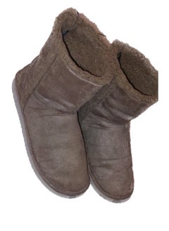 Buy Women half boot suede camel inner fur shoes in Egypt