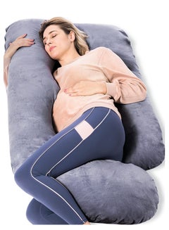 اشتري Pregnancy Pillow U-shaped Full Body Pregnancy Pillow Pregnancy Sleep Pillow with Removable Pillowcase 70 inch Grey في الامارات