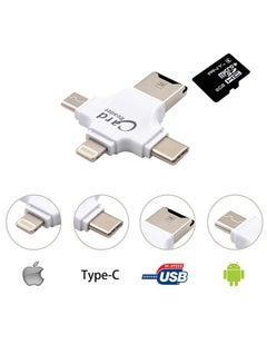 Buy iPhone Multiple USB Card Reader with Type C USB Connector OTG HUB Adapter White in Saudi Arabia