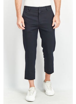 Buy Men Houston Fit Textured Trouser Pants, Navy Blue in Saudi Arabia