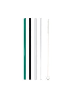 Buy Brightly Labs Reusable Glass Drinking Straws, Clear Glass Straws for Drinking for Milkshakes, Frozen Drinks, Smoothies, Tea, Juice,  Set of 4 (multi colour) with Cleaning Brush in UAE