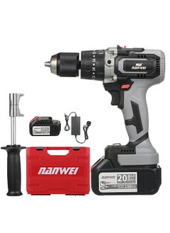 اشتري 21V Cordless Drill Driver Batteries Max Torque 200N.m 1/2 Inch Metal Keyless Chuck 20+3 Position 0-2150RMP Variable Speed Impact Hammer Drill Screwdriver With PlasticTool Box في السعودية