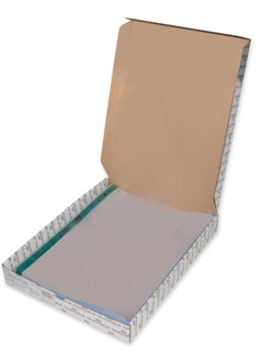 اشتري Durable punched pocket A4, open top, crystal clear, 90my, transparent with green perforated spine, 100 pieces في الامارات