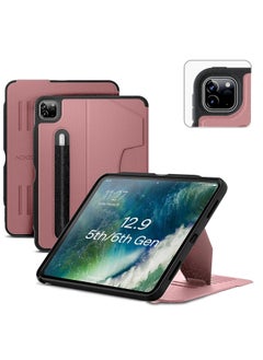 اشتري ZUGU CASE iPad Pro 12.9 Case, Ultra Slim Protective Case Designed for iPad Pro 12.9-inch (6th Gen,2022) (5th Gen,2021) Wireless Apple Pencil Charging, Convenient Magnetic Stand - Desert Rose في الامارات