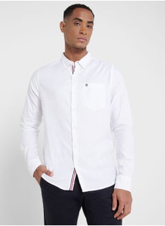 اشتري Thomas Scott Men White Relaxed Button-Down Collar Pure Cotton Casual Sustainable Shirt في السعودية