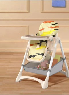 Buy Baby High Chair, Foldable Children Dining Chairs for Eating With Wheels, Multifunctional Toddler Feeding Chair with Double Removable Tray, Adjustable Back and Footrest, Storage Pocket in Saudi Arabia