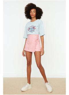 اشتري Pink Lace-Up and Eyelet Detail Woven Shorts Skirt TWOAW21SR0038. في مصر