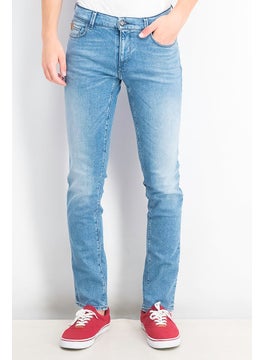 اشتري Men Regular Fit Mid Rise Denim Jeans, Blue في السعودية