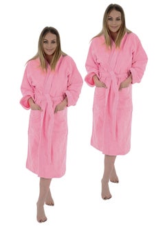 Buy 2 Pieces Pink Color Luxurious softness Bathrobe Large Size in UAE