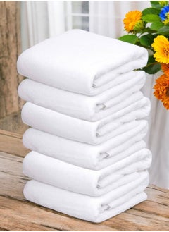 Buy 6 white cotton towels 100x50 cm in Saudi Arabia