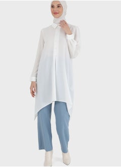 Buy Asymmetrical Hem Button Detail Tunic in UAE