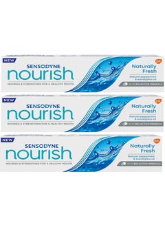 اشتري 3 Piece Set Sensodyne Nourish Natural Fresh Toothpaste with Natural Mint and Eucalyptus Oil 3X75 ml في السعودية