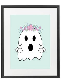 Buy Halloween Cute Ghost Framed Poster 50x40cm - Spooky Halloween Wall Art Decor for Kids' Rooms, Home, Nursery, or Party - Trick or Treat Halloween Decoration Gift in UAE