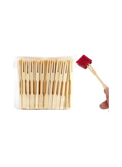 Buy Bamboo Mini Tasting Forks Fruit Picks Party Supplies Portable Cake Fruit Appetizer Dessert Picks (80) in Saudi Arabia