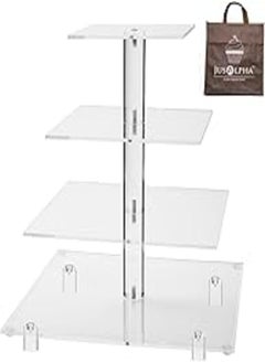 Buy Jusalpha® Large 4 Tier Square Acrylic Cupcake Tower Stand-Cake Stand-Dessert Stand-Cupcake holder-Pastry serving platter-Candy Bar Party Décor-Party Supply(4 Tier With Rod Feet) (4SF-V2) in Egypt