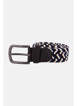 اشتري Men Textured Belt, Navy/Brown/Off White في الامارات