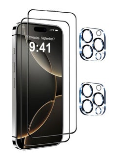 Buy 2 PACK iPhone 16 Plus Screen Protector + 2 PACK Camera Lens Protector,  Ultra Top 9H+ Tempered Glass, Full Coverage Screen in UAE